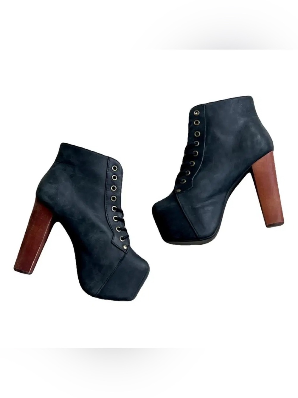 NWOT Jeffrey Campbell Black Platform Lita Boots Block Heel Size 8